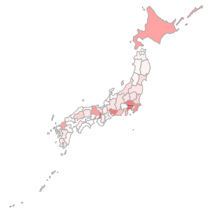 日本地図に数値を当て込んだサンプル